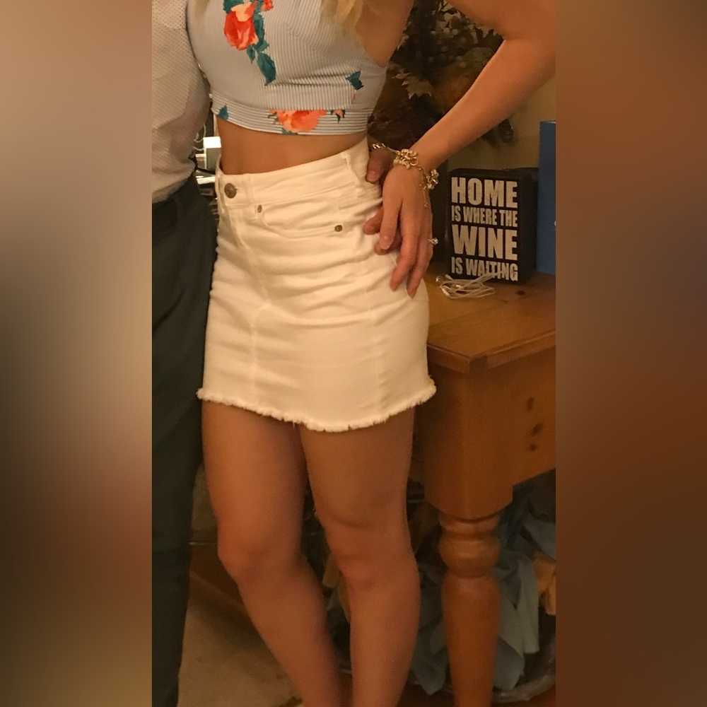 American Eagle Outfitters White Denim Mini Skirt
